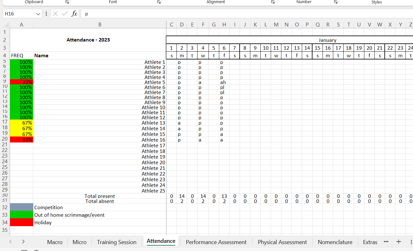 Attendance tracking screenshot